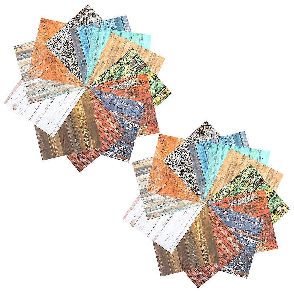 Material Paper Background Journal Scrapbook Diy Crafts Background Papers For Beginners Square Wood Texture 6.0x6.0in Decorate Scrapbook 24 Sheets