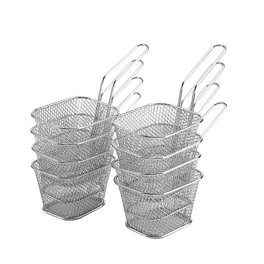 Mini Stainless Steel Frying Baskets Set of 8, Chip Presentation Baskets, Food Strainers for Frying and Cooking