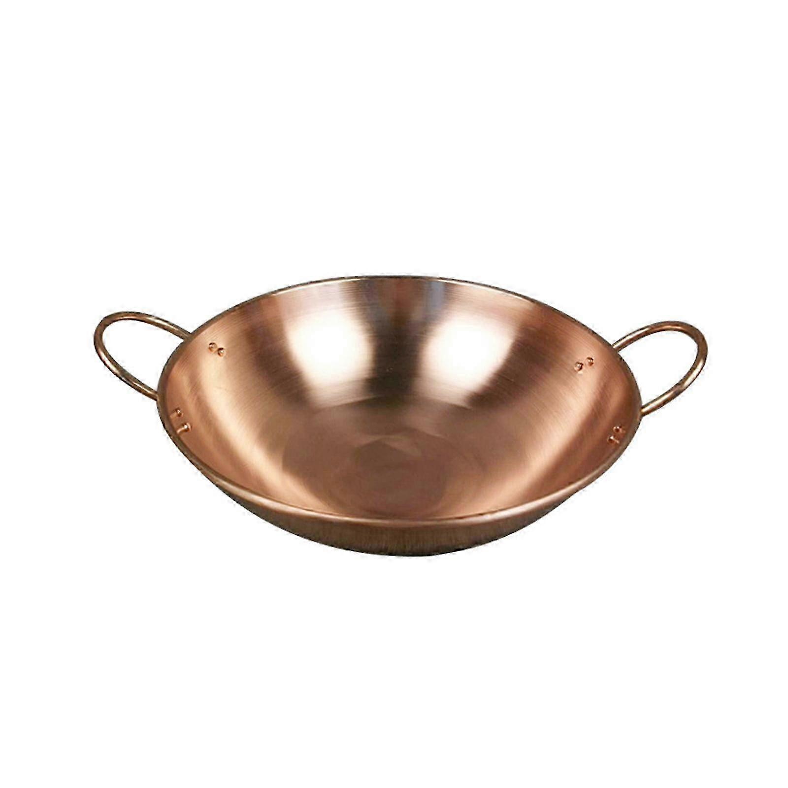 30cm Beautiful Shape Fry Pan and Stew Pan Made of Pure Copper, Perfect for Cooking, Non-Lidded Copper Cookware