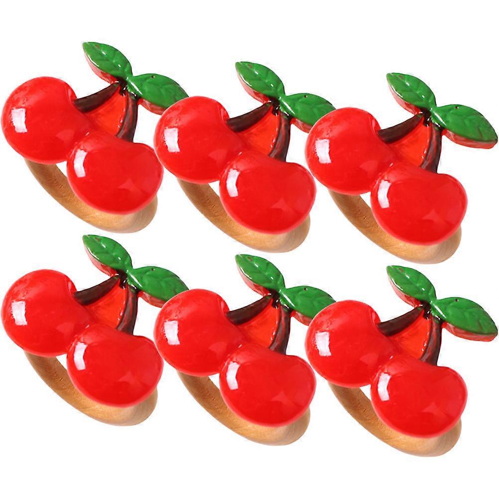 Napkin Buckle Cherry Shape Table Decoration For Family Gatherings Multi-Colored 6Pcs