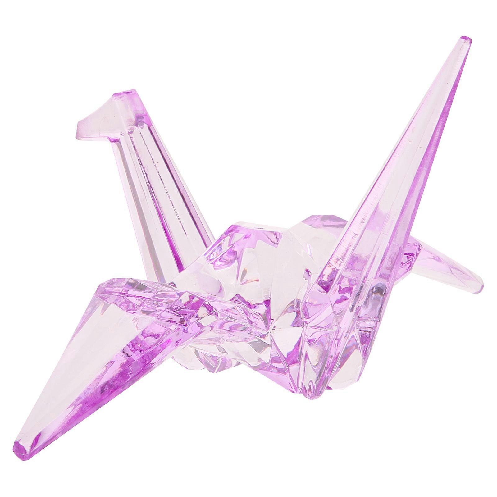 Geometric Origami Crane Decoration Purple Acrylic Crane Shape Cute For Birthday Festivals Holiday Parties 1Pcs