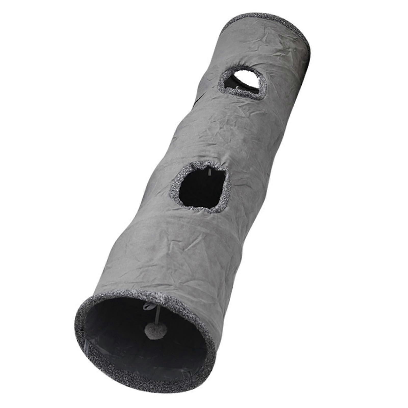 Indoor Cat Toy, Suede Cat Tunnel, Foldable Peekaboo Tunnel with Ball, Builtin Steel Wire