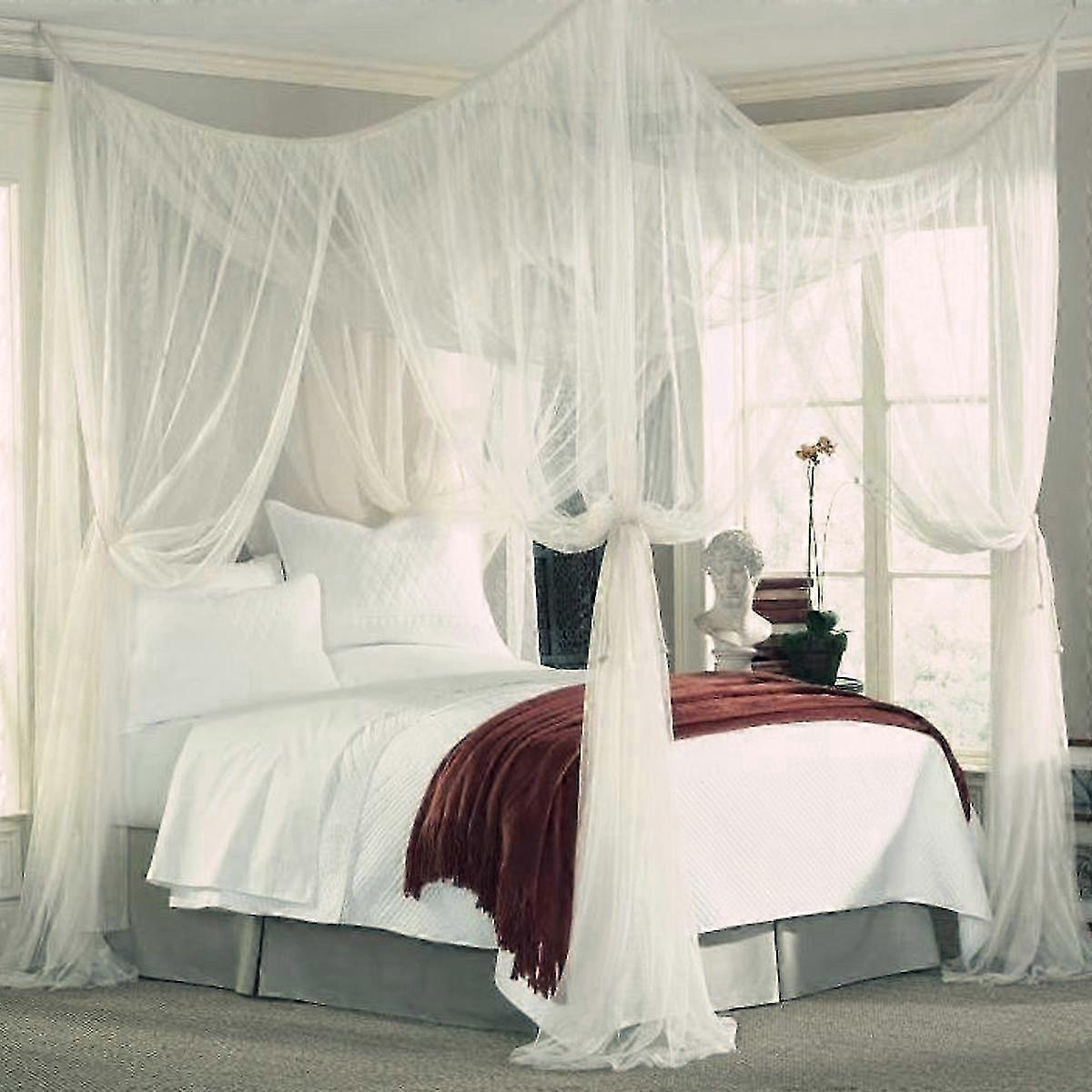 Square Mosquito Net with 4 Openings for Beds, 190X210X240CM Mesh Netting