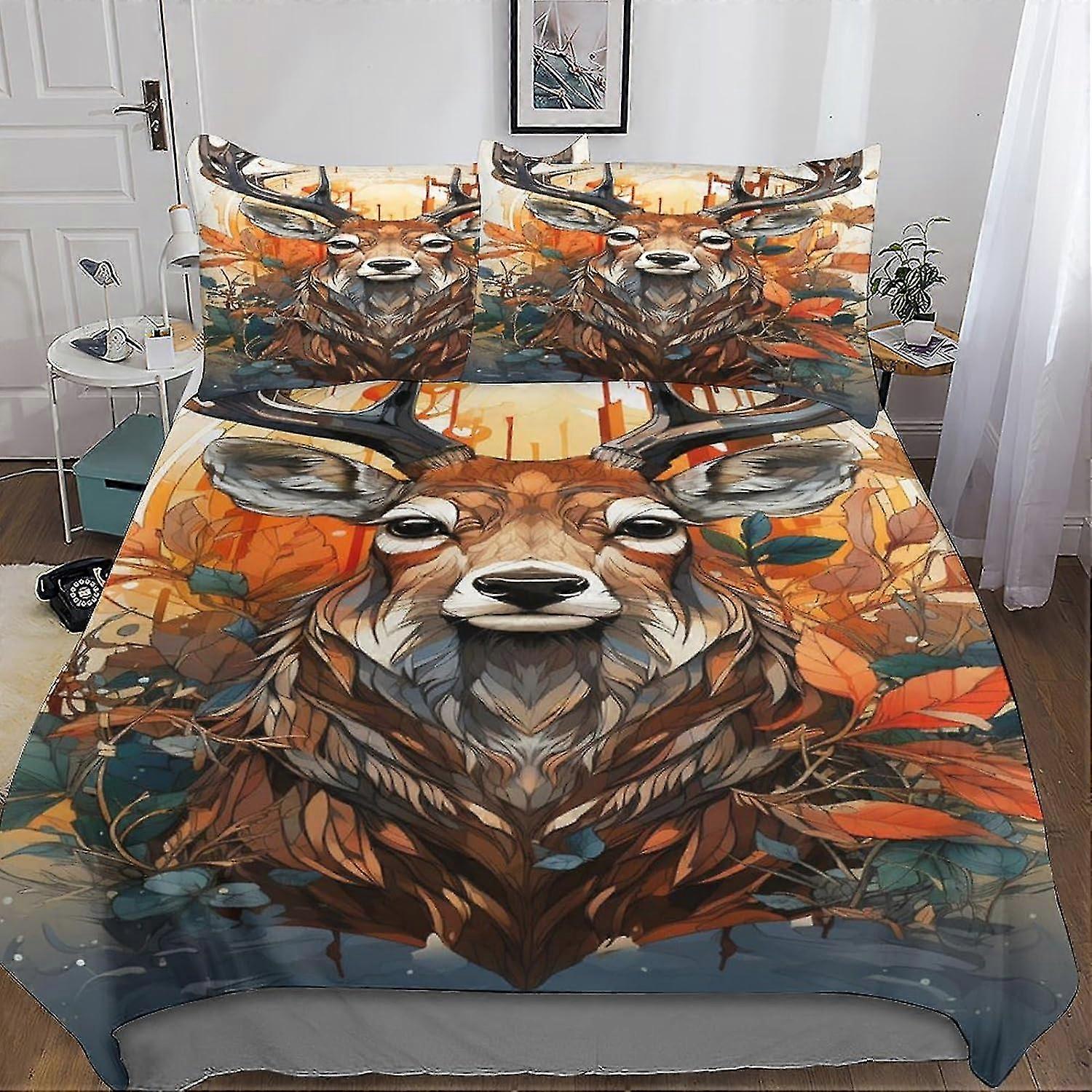 3D Printed Duvet Cover Set for Kids and Adults with Pillow Cases, Wild Animals Bedding Set, 3 Pieces