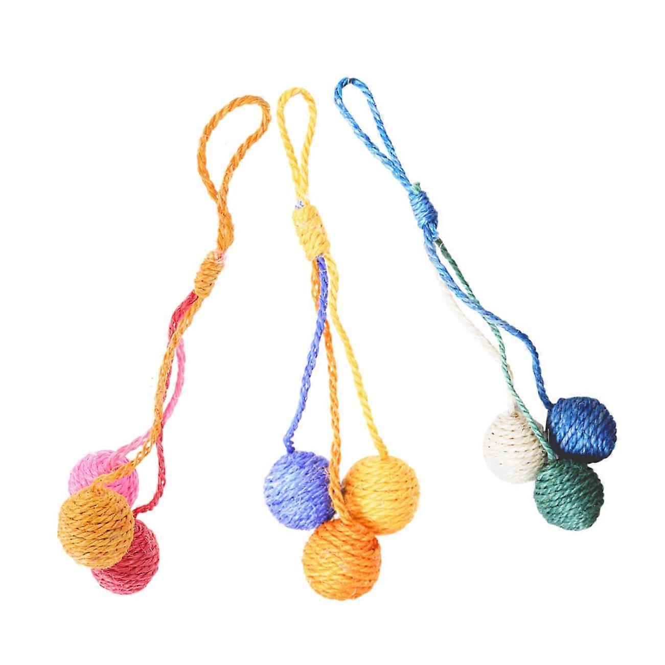 Sisal Cat Toys 3 Pack Interactive Hanging Indoor Play for Cats Promotes Social Interaction and Exercise Activities