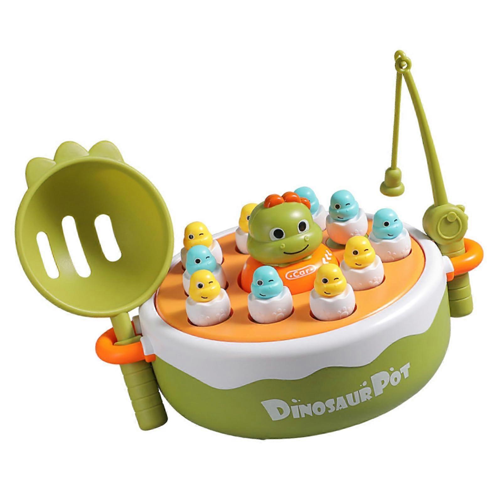 Dinosaur Themed Fishing Game Board Rotating Partner Fishing Game Toy With Music For Kids Early Learning Birthday Gift