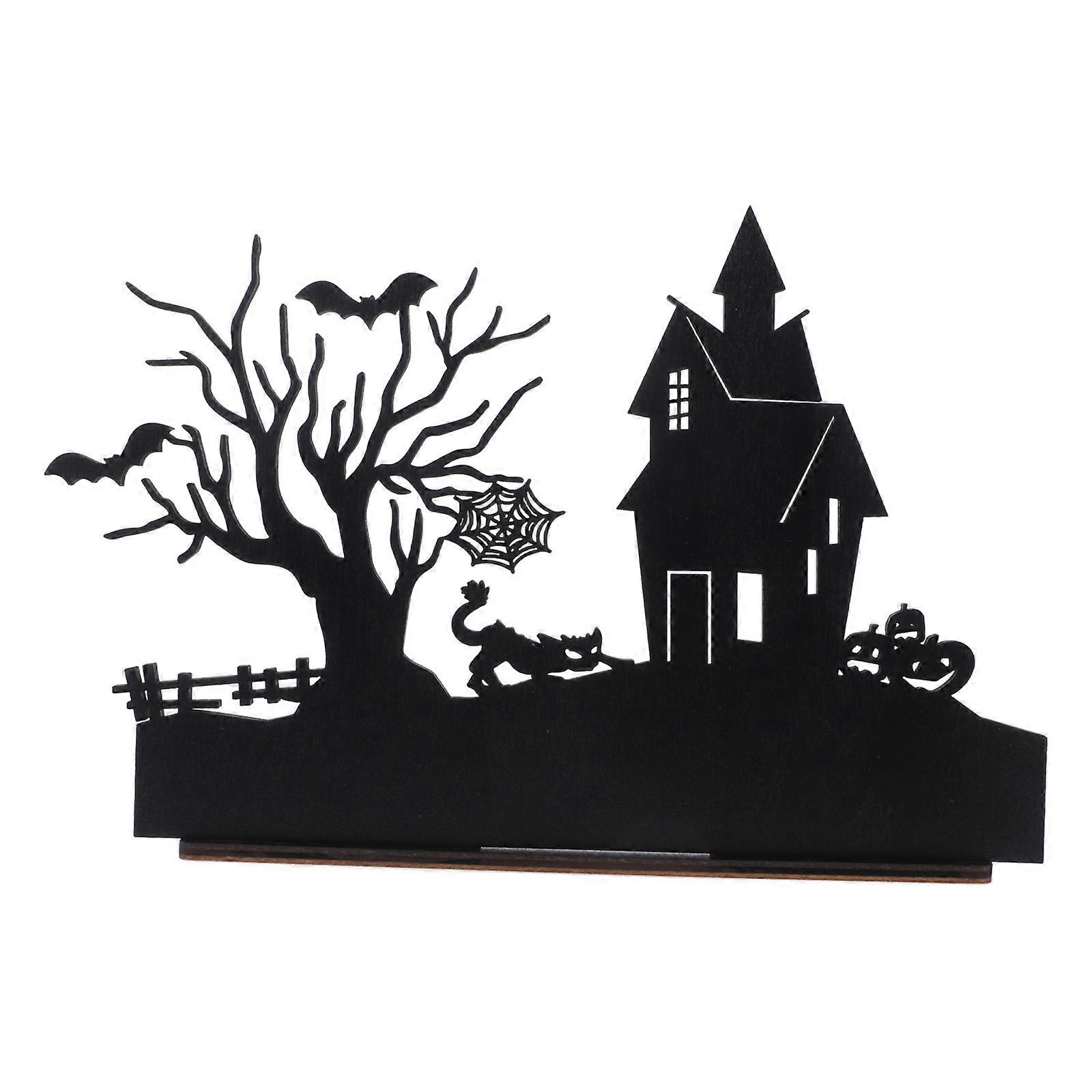 Halloween Wooden Table Centerpiece with Animated Castle Projections – Reusable Party Decoration for Festival Atmosphere Enhancement