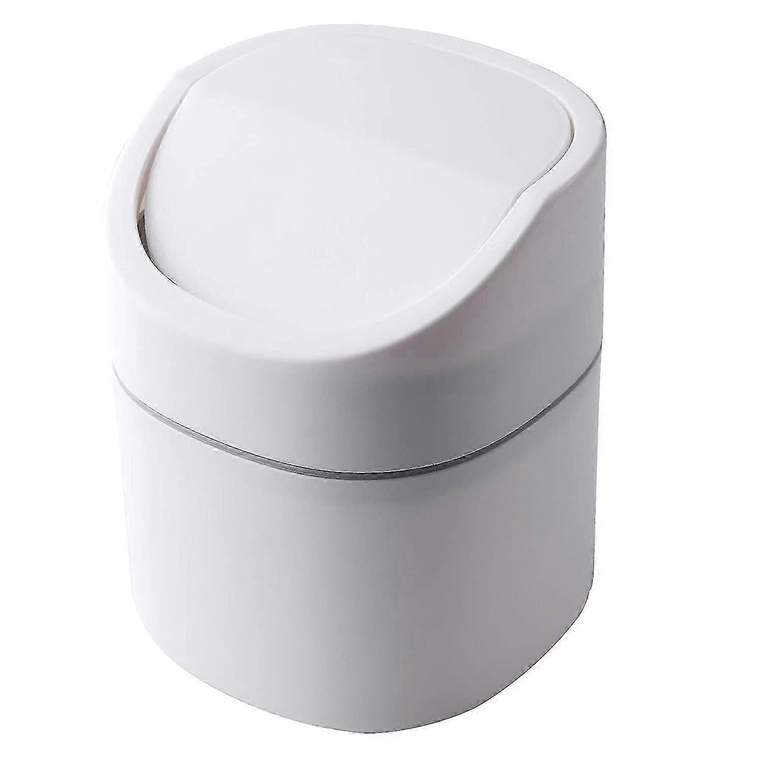 Sleek Mini Plastic Trash Can with Lid - Compact Waste Bin for Bathroom or Desktop Use