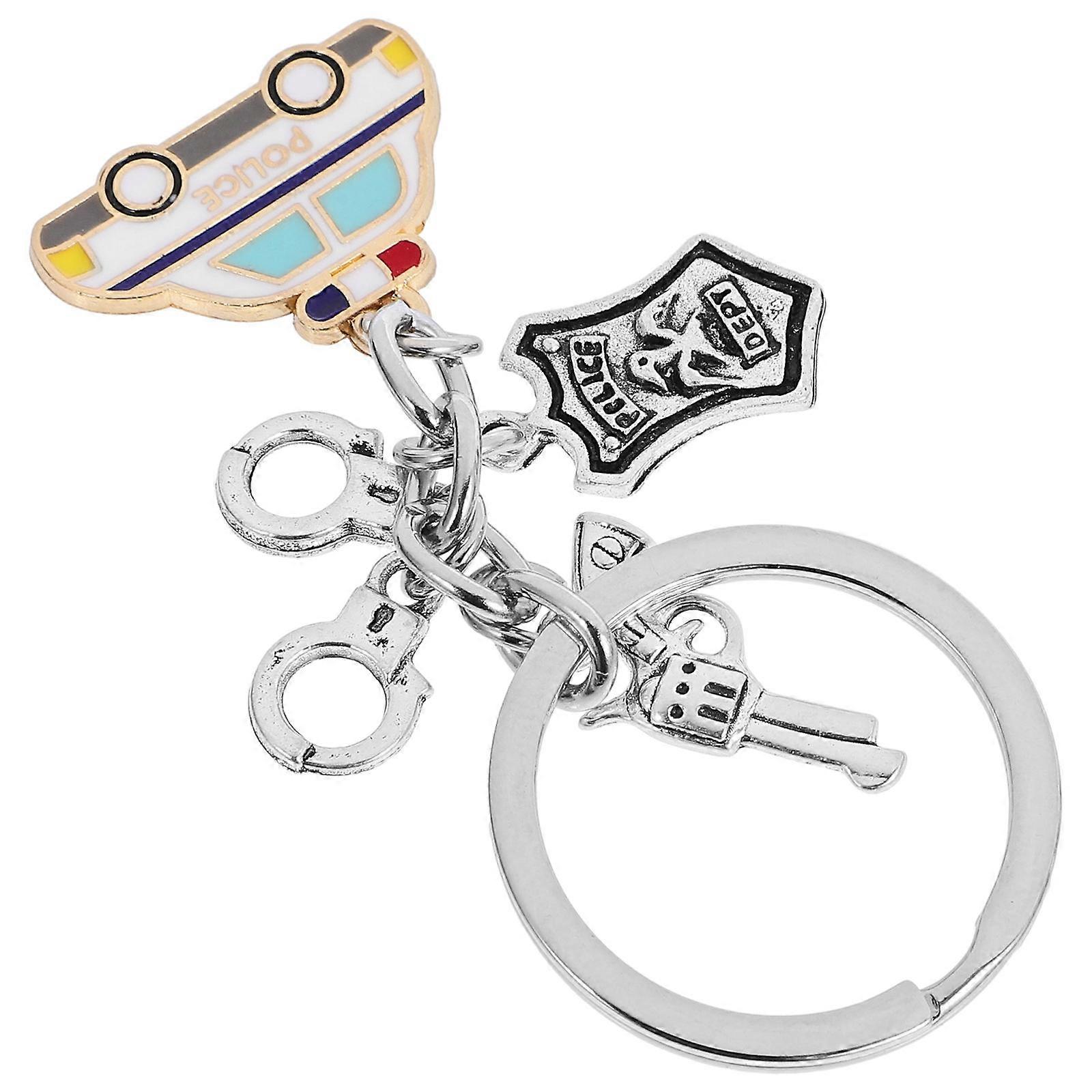 Vintage Police Accessory Key Chains Family Members Non-Fading Function Circular Keychain Ring 1Pack