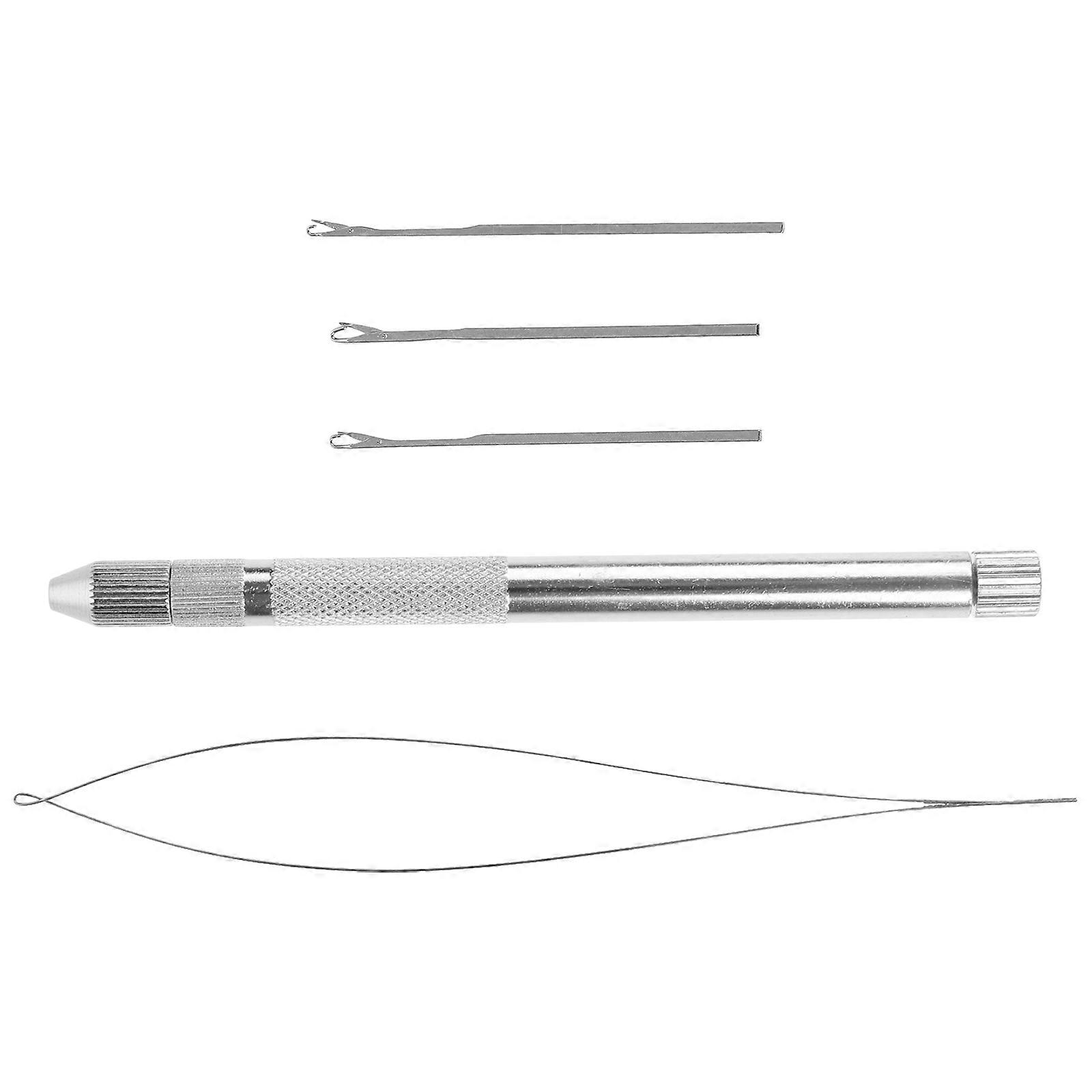 Dreadlocks Crochet Hooks with Comfortable Handle for Wig Weaving Tools Hair Crochet Hook Silver Metal 1 Set