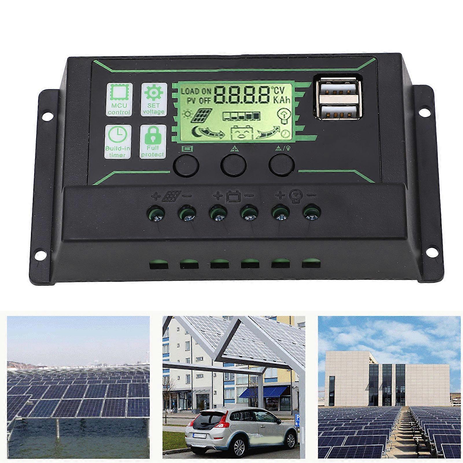 Solar Charge Controller 20A 2 USB Output PWM Control 3 Stage Charging Solar Panel Regulator 12V 24V 