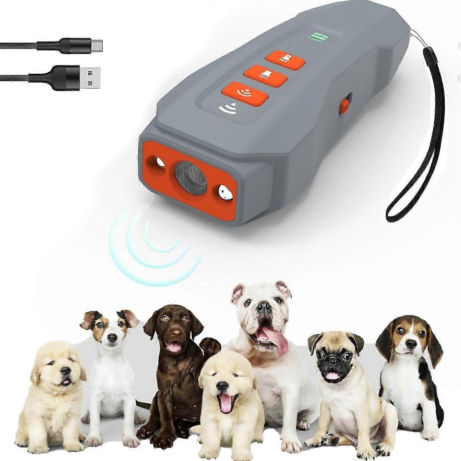 Dog Bark Deterrent Device, 3-in-1 Rechargable Ultrasonic Training Tool for Dogs, Safe and Easy to Us