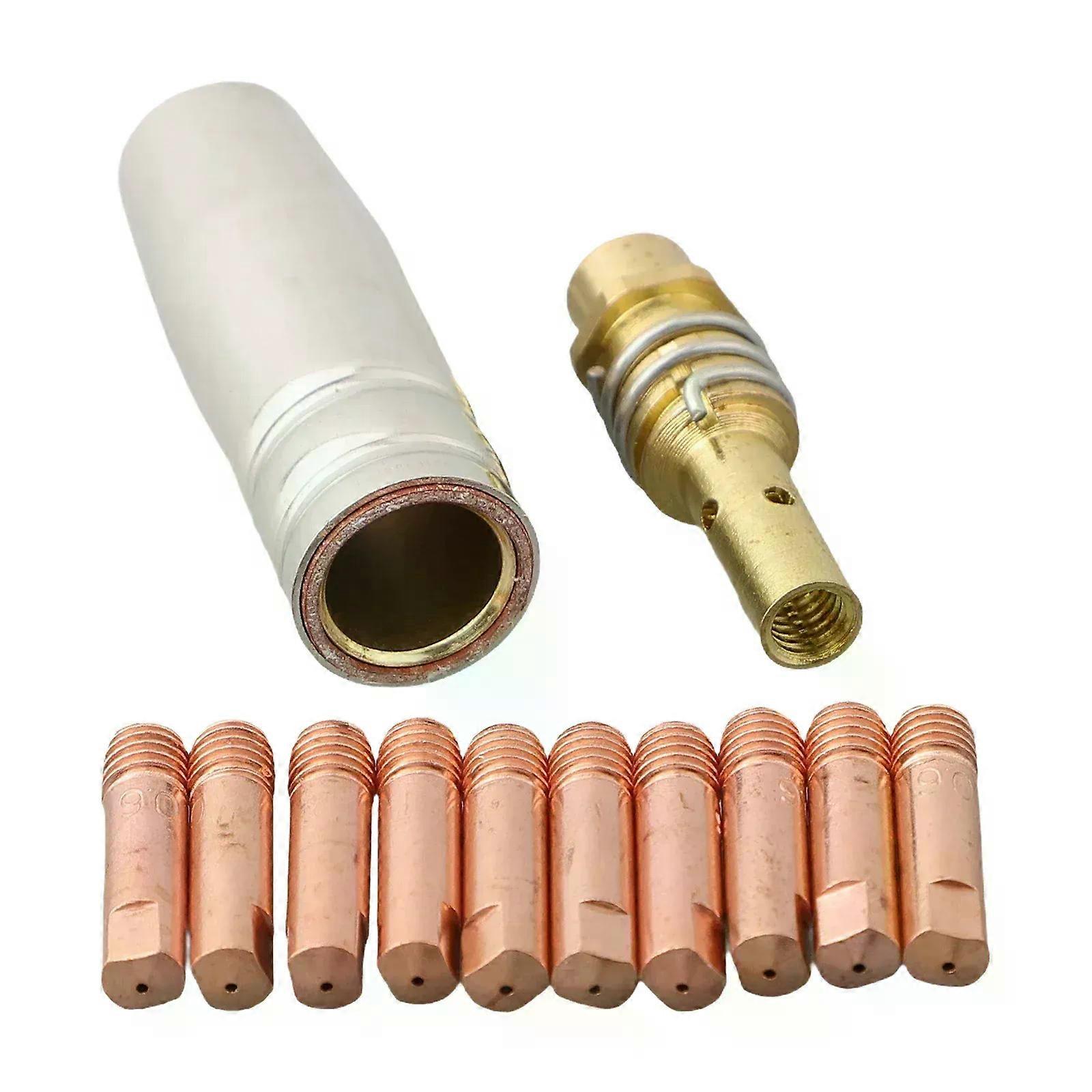 12Pcs/set MB15 MIG Welding Nozzle Shroud Contact Tips 06mm 08mm 10mm M6 Welding Nozzle Gas Diffuser Tip Holder Kit
