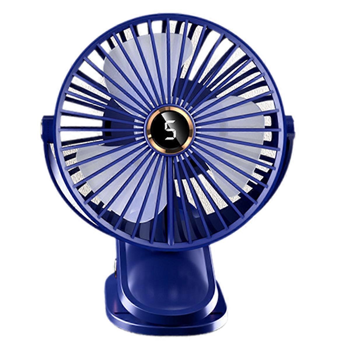 4000mAh Clip-on Fan 5 Speed Digital Display Quiet Rechargeable Desktop Portable Air Circulator Wire