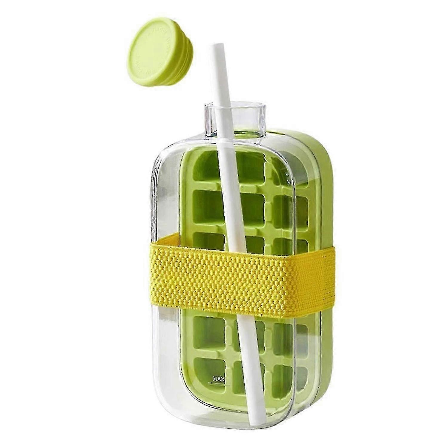 Ice Water Bottle with Straw Two-in-One Water Bottle Portable Silicone Frozen Ice Tray Portable Water SZRH A-S