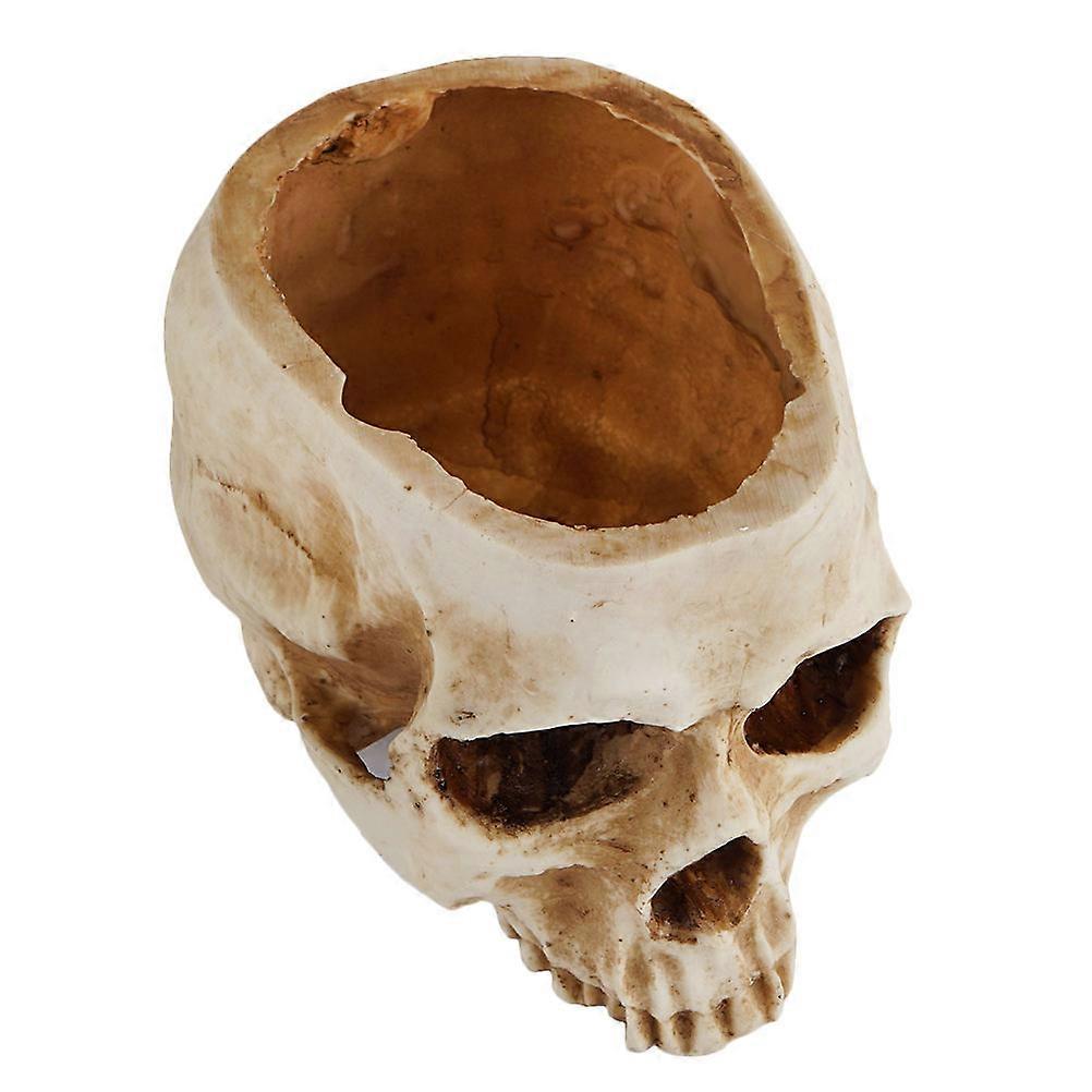 Skull Design Flowerpot Resin Plants Pot Halloween Decoration Ivory 16.5X11.5X11.5CM Home Adornment 1Pc