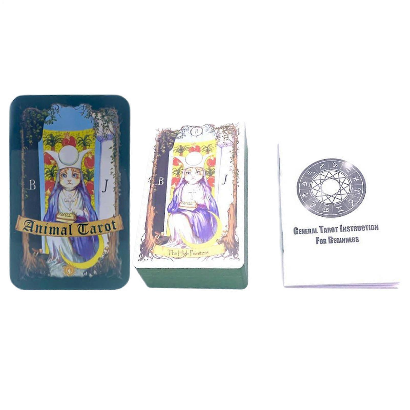 AnimalThemed Tarot Deck, English Version with Guidebook, for Family Gatherings and Reflection, Size: 9.5 x 6.9 x 4.9 cm
