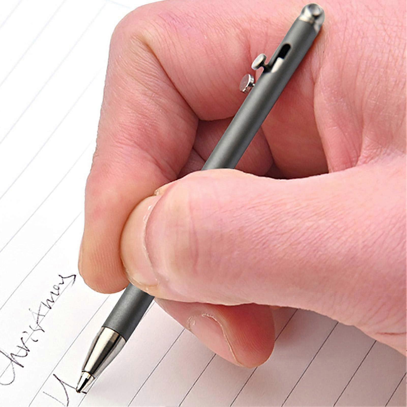 Metal Pen, Titanium Bolt Action Retractable Pocket Ballpoint Pen for Everyday Use Signature, Fine Tip, Smooth Writing, Elegant Writing Tool gray