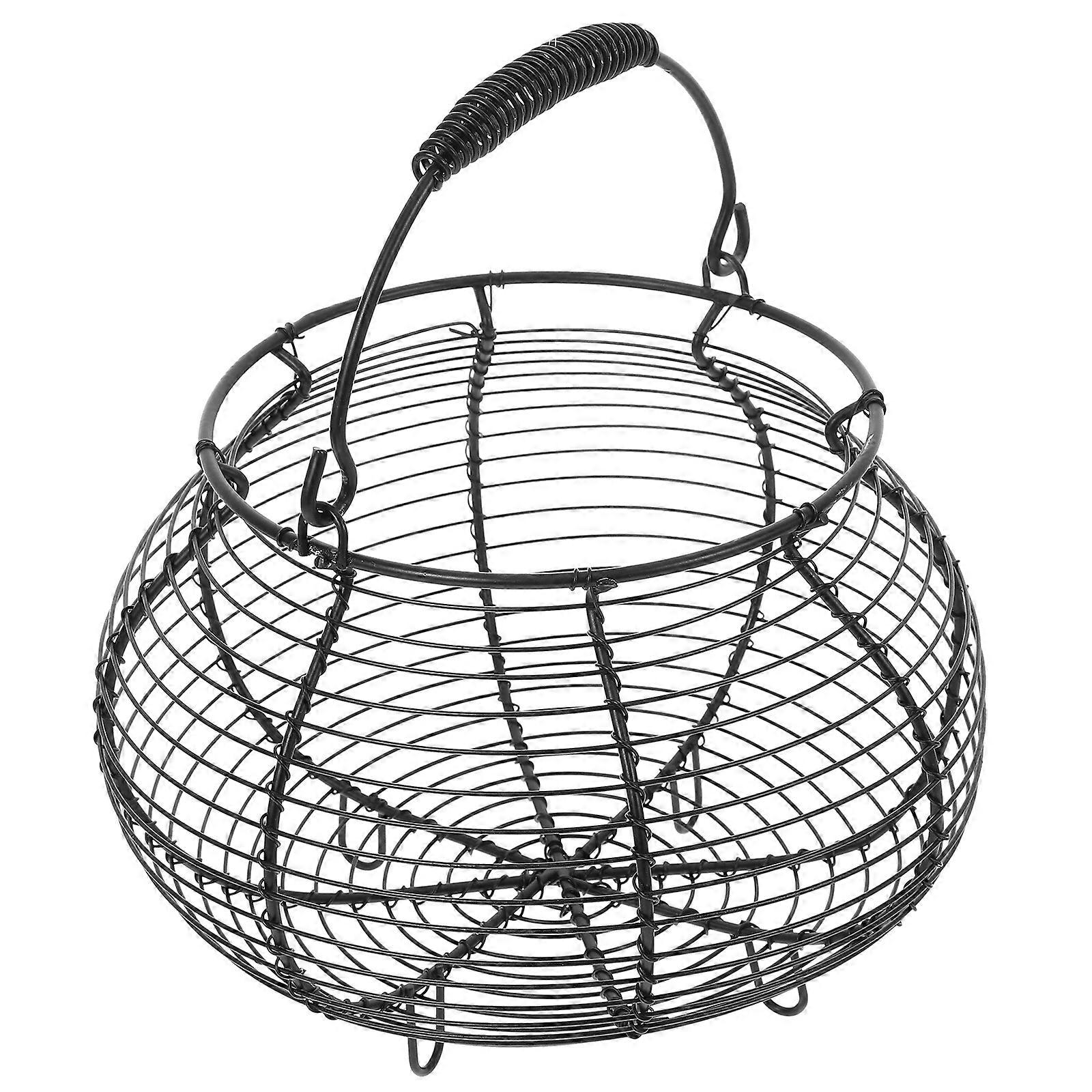 新鮮な卵、果物、キッチン必需品用の黒鉄ワイヤーバスケット、収納オーガナイザー