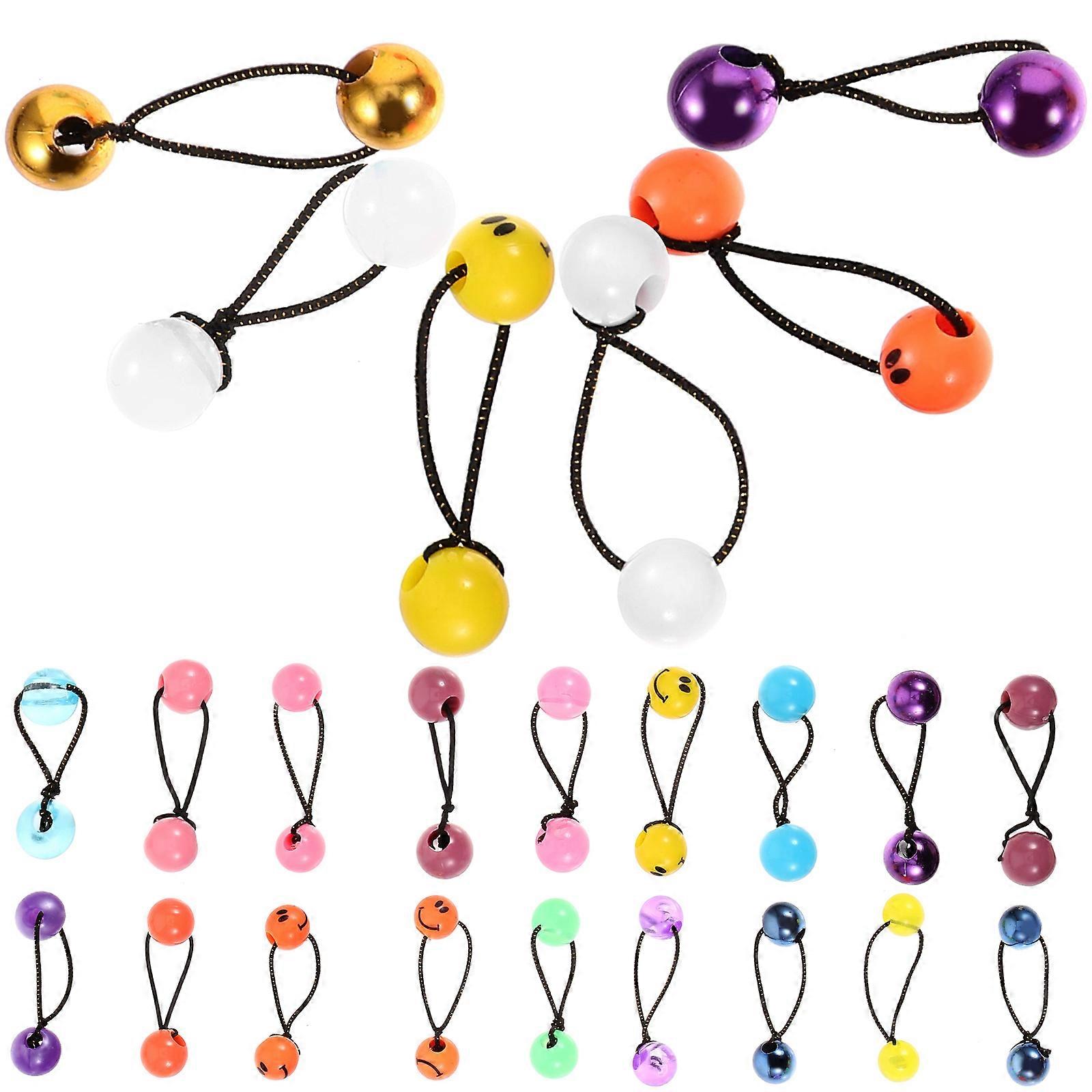 Double Balls Elastic Hair Ties for Kids Keeps Hair in Place Daily Wear Plastic 24Pack