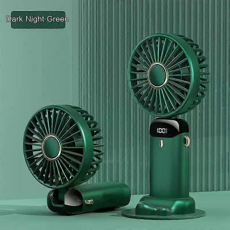 USB Handheld Mini Fan Foldable Portable Neck Hanging Fans LED Digital Display 90Adjustable Desktop Charging Fan 5 Speed USB Fan