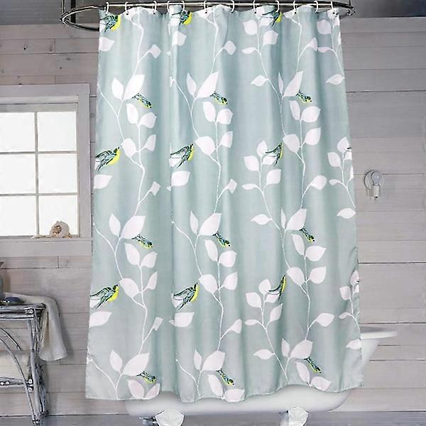 Design polyester shower curtain with hooks, mildew resistant
