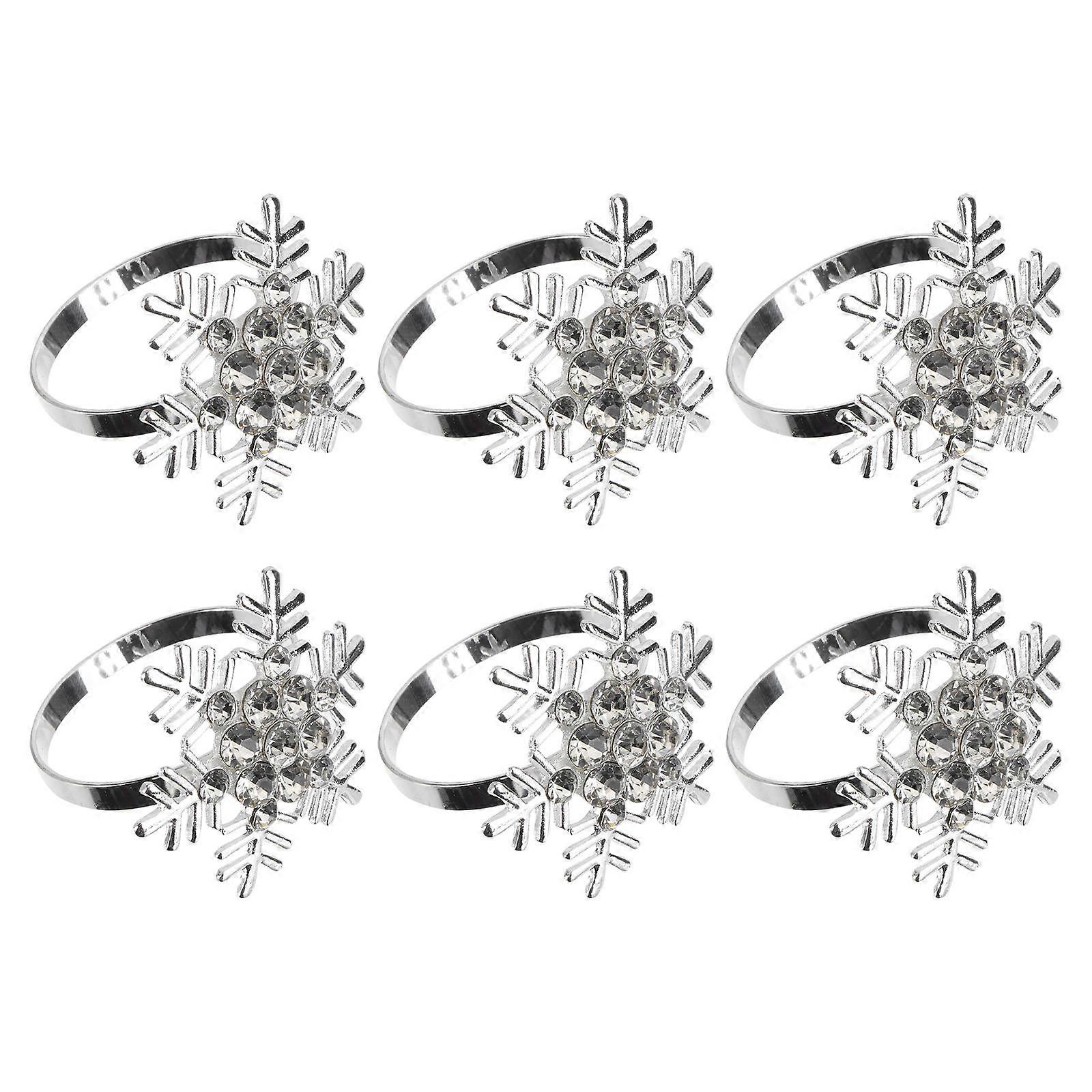 Metal Napkin Holders Snowflake Shape Christmas Dinning Table Setting Elegant Decor 6Pcs