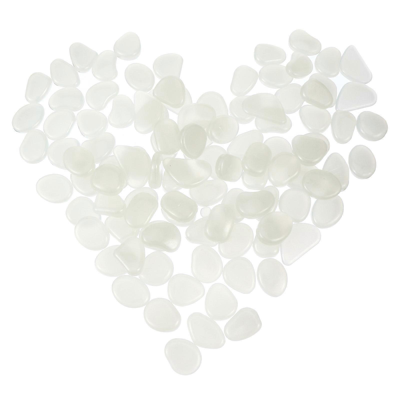 Glow in the Dark Pebbles for Decoration 100Pcs White Synthetic Material