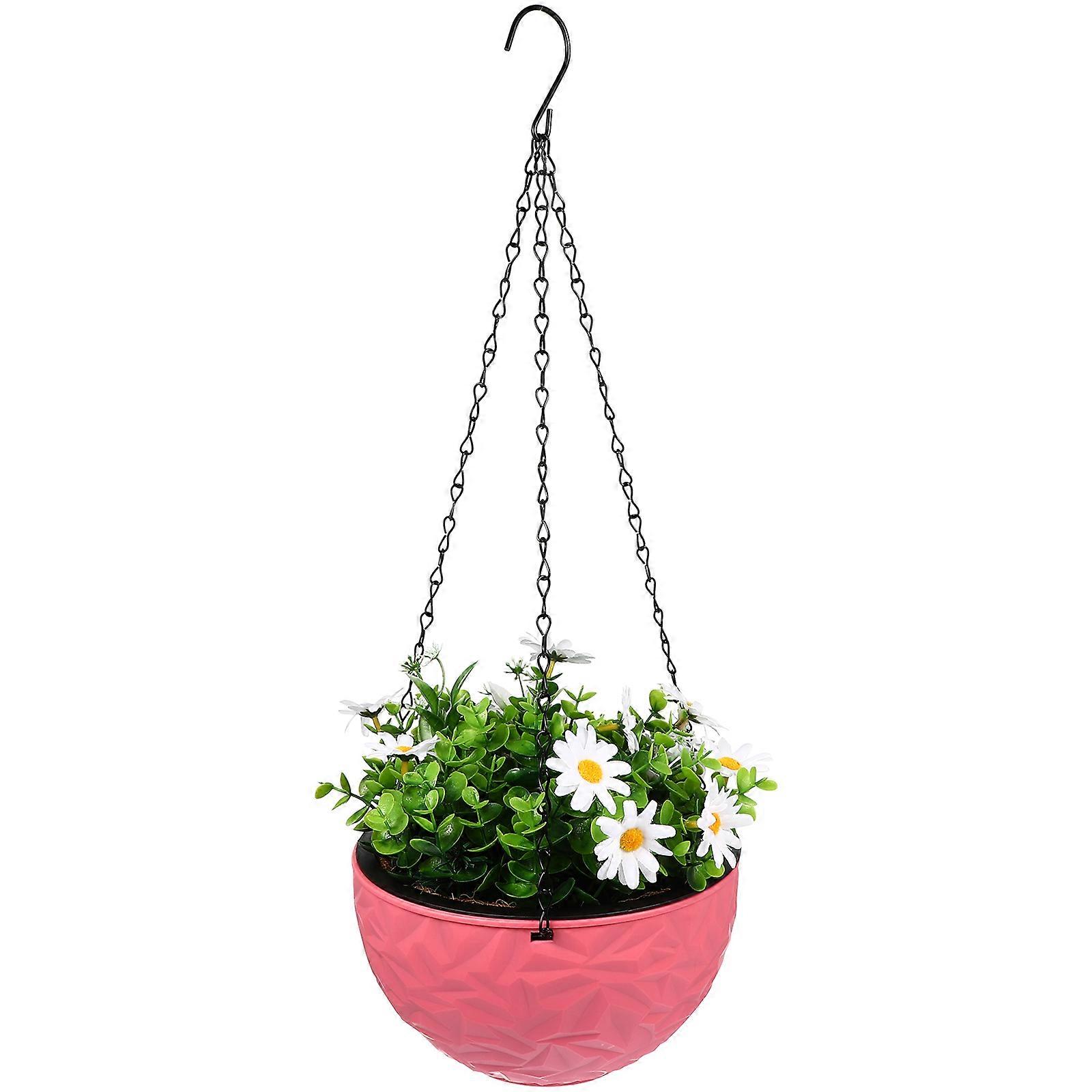 Pink Plastic Hanging Flowerpot for Storage Durable Planter Container Ideal for 1pc