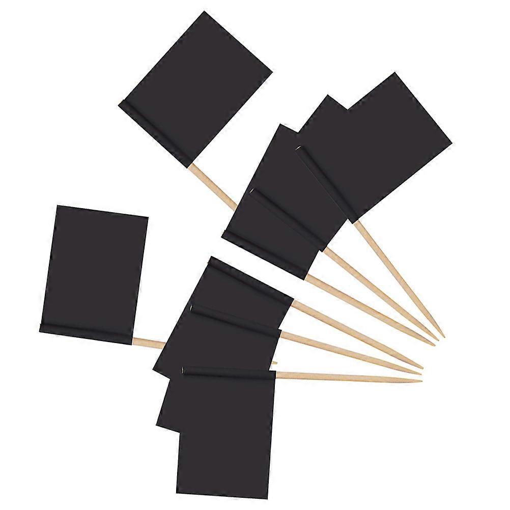 Black Blank Flag Cake Toppers for Decoration with Creative Fruit Picks Party Supplies 100pcs Set