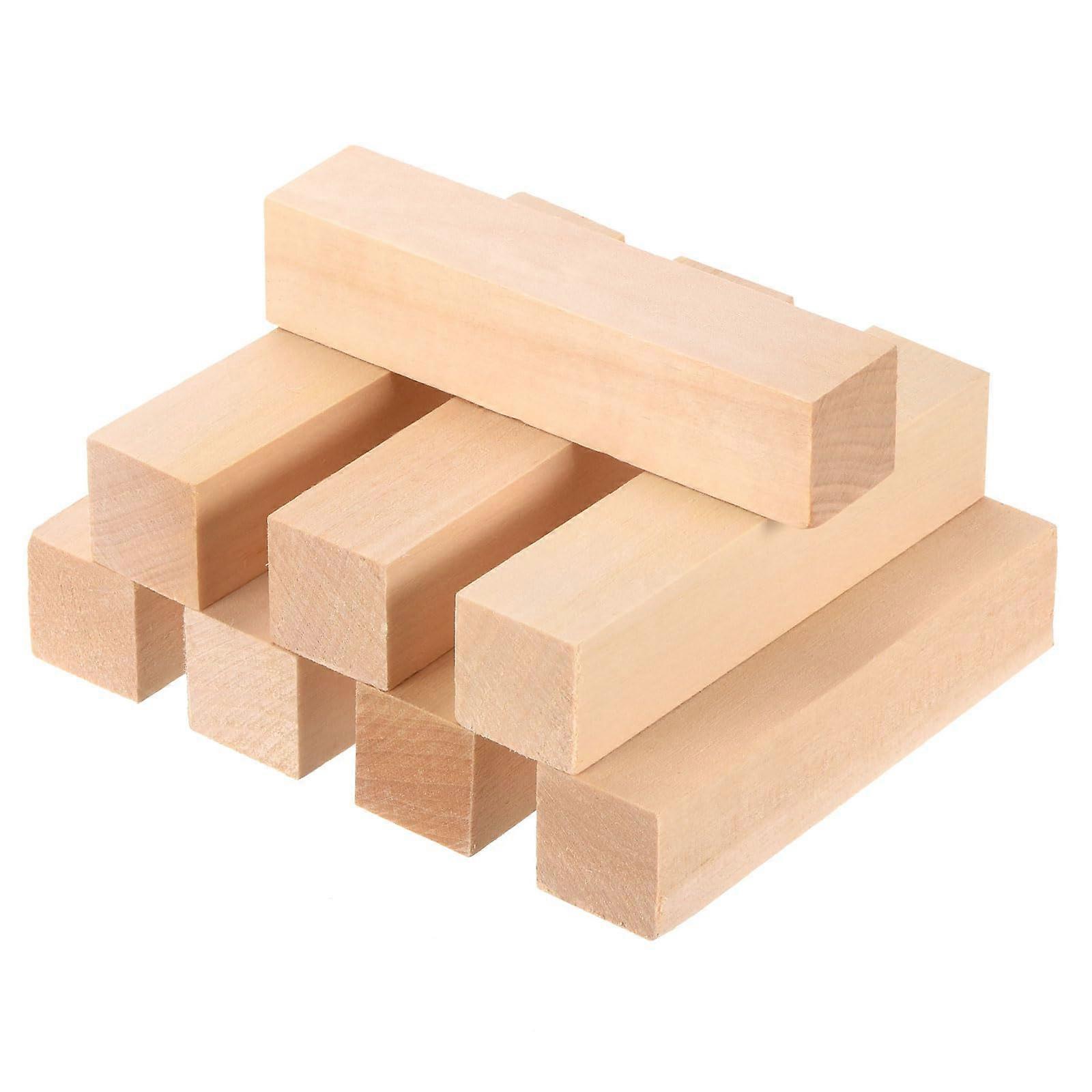 Basswood Carving Block, 3.94 x 0.79 x 0.79 inches, Square Wooden Dowel Blocks for DIY, Art Decoration, Craft Carving, Hand Carved, Pack of 8.