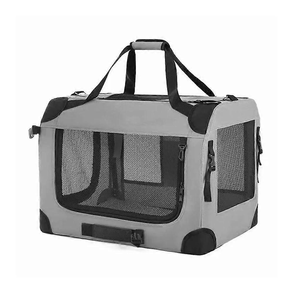 Oxford Fabric Pet Carrier, Durable Breathable, Large Capacity, Foldable (Gray) 60X42X42CM
