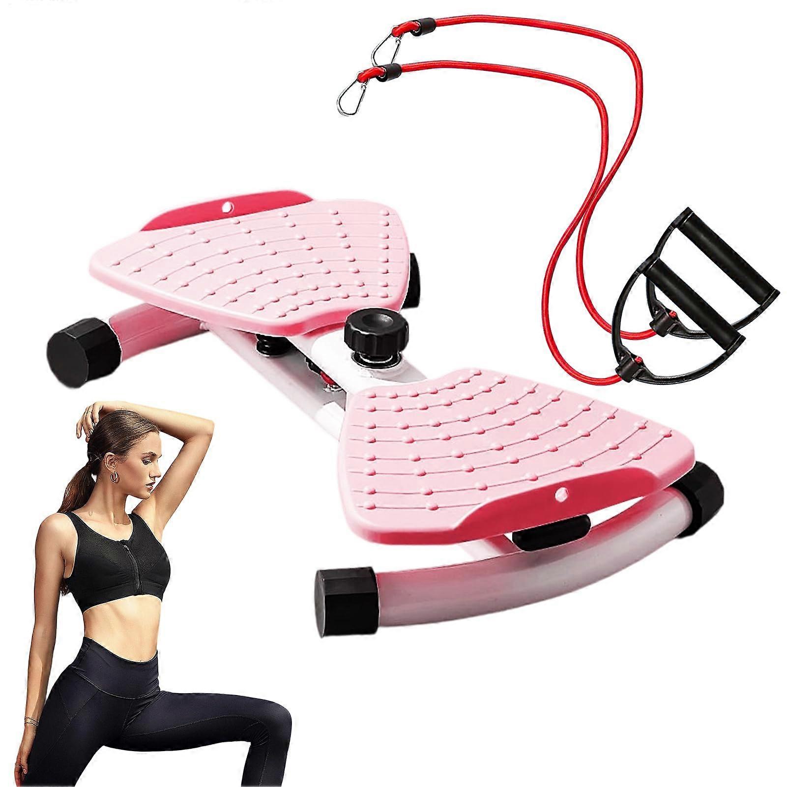 Waist Twisting Machine Abdominal Trainer Quiet Rotating Board with Resistance Bands for Home Fitness Workout, Pink