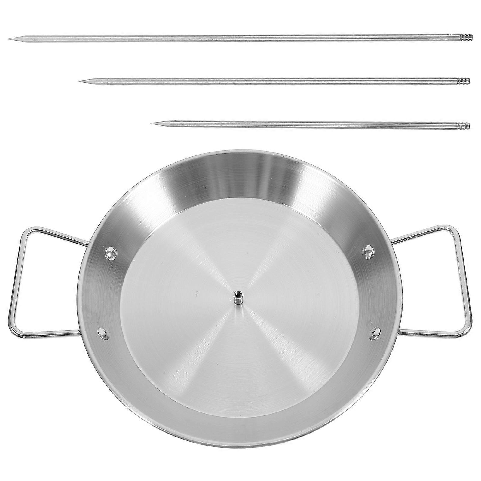 Stainless Steel Skewer Pan Vertical Roasting For Cooking Black 1 Set