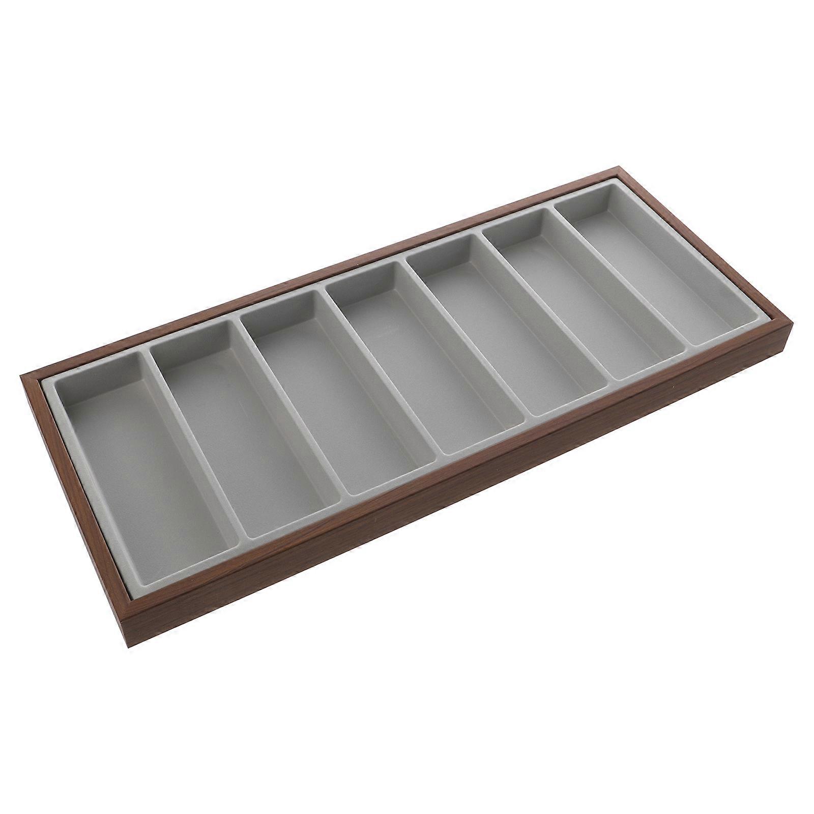 Wooden Sunglasses Display Tray with 7 Slots for Eyewear Storage and Presentation