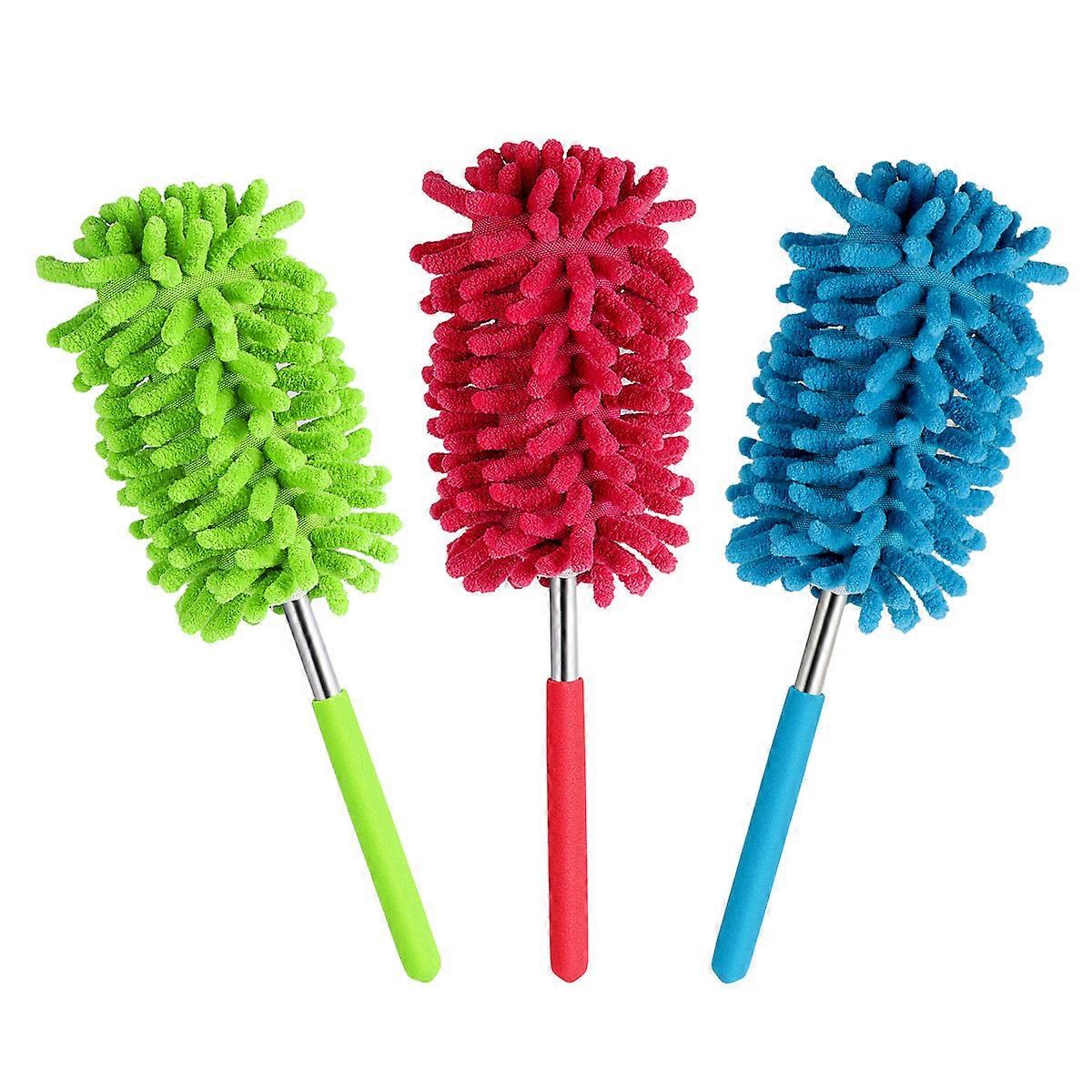 Dusting Wand BESTOMZ Telescoping Microfiber Hand Duster Anti Static Cleaning Brush Extendable Pole For Car 3Pcs