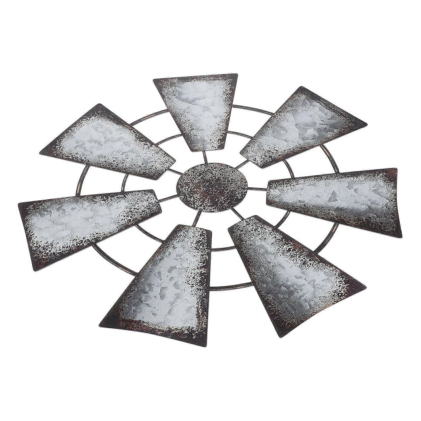 Iron Windmill Wall Decor Craft with Details for Modern Home Decoration in Light Grey