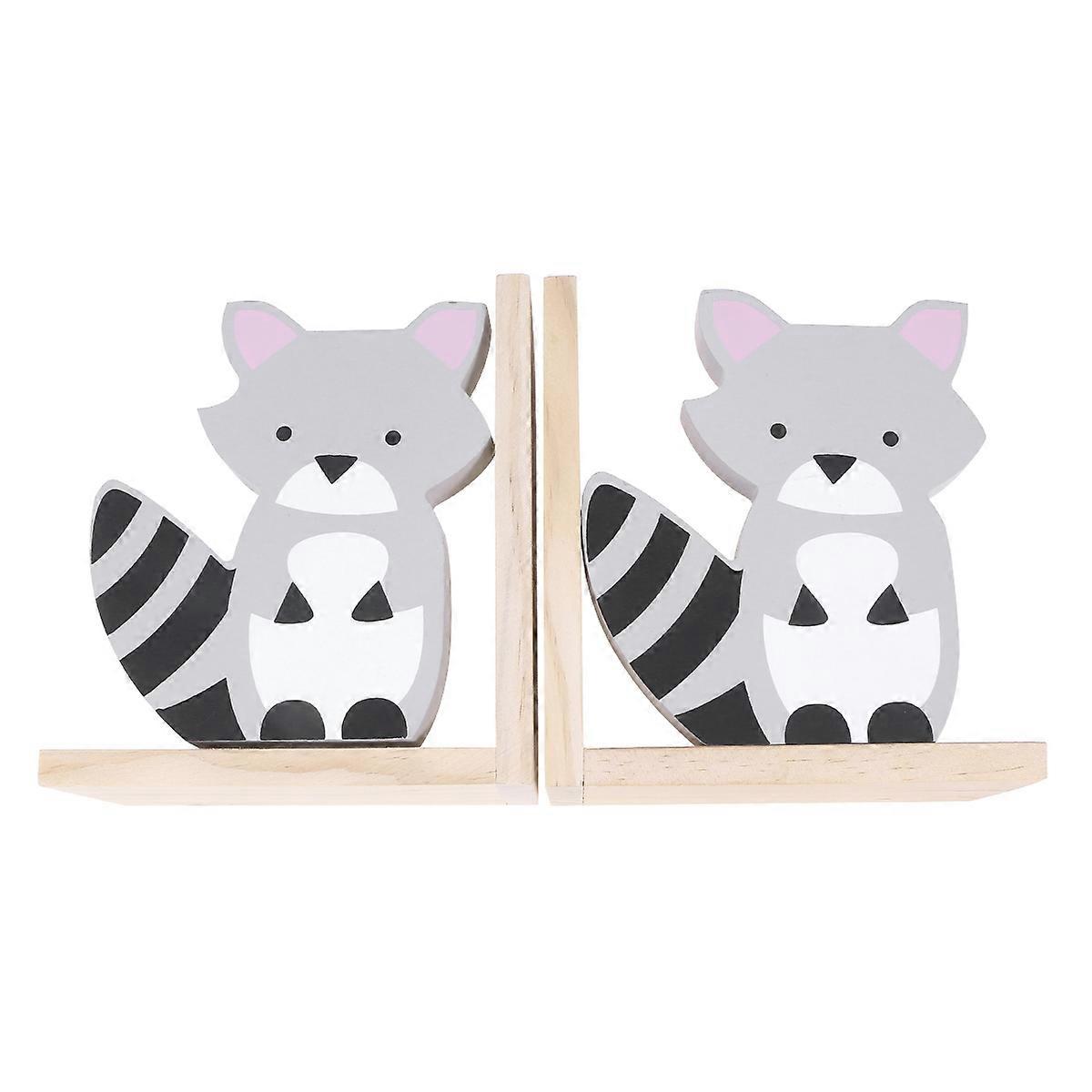 Wood Block Bookend Book Accessories Bookend Shelf For Magazines Files Home Library Study 2Set