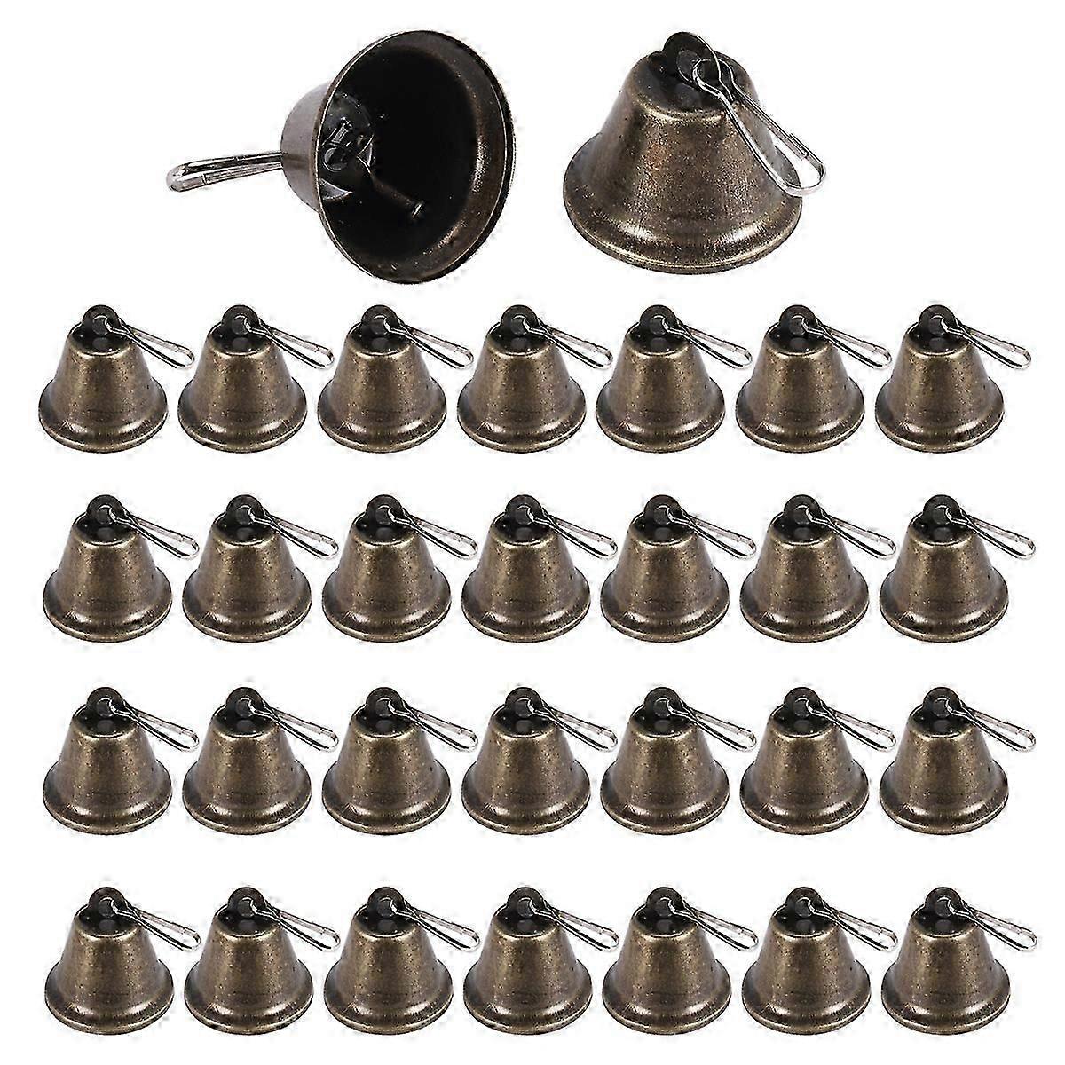 30 Pcs Bells Craft Small Bells Brass Bells Vintage Bells with Hooks for Hanging Wind Chimes Making D