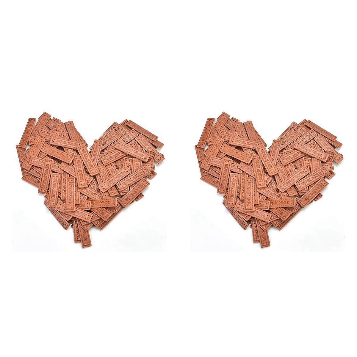 200Pcs PU Leather Handmade Labels Tags Embossed Labels Textile Leather Labels for Garment DIY Crafts