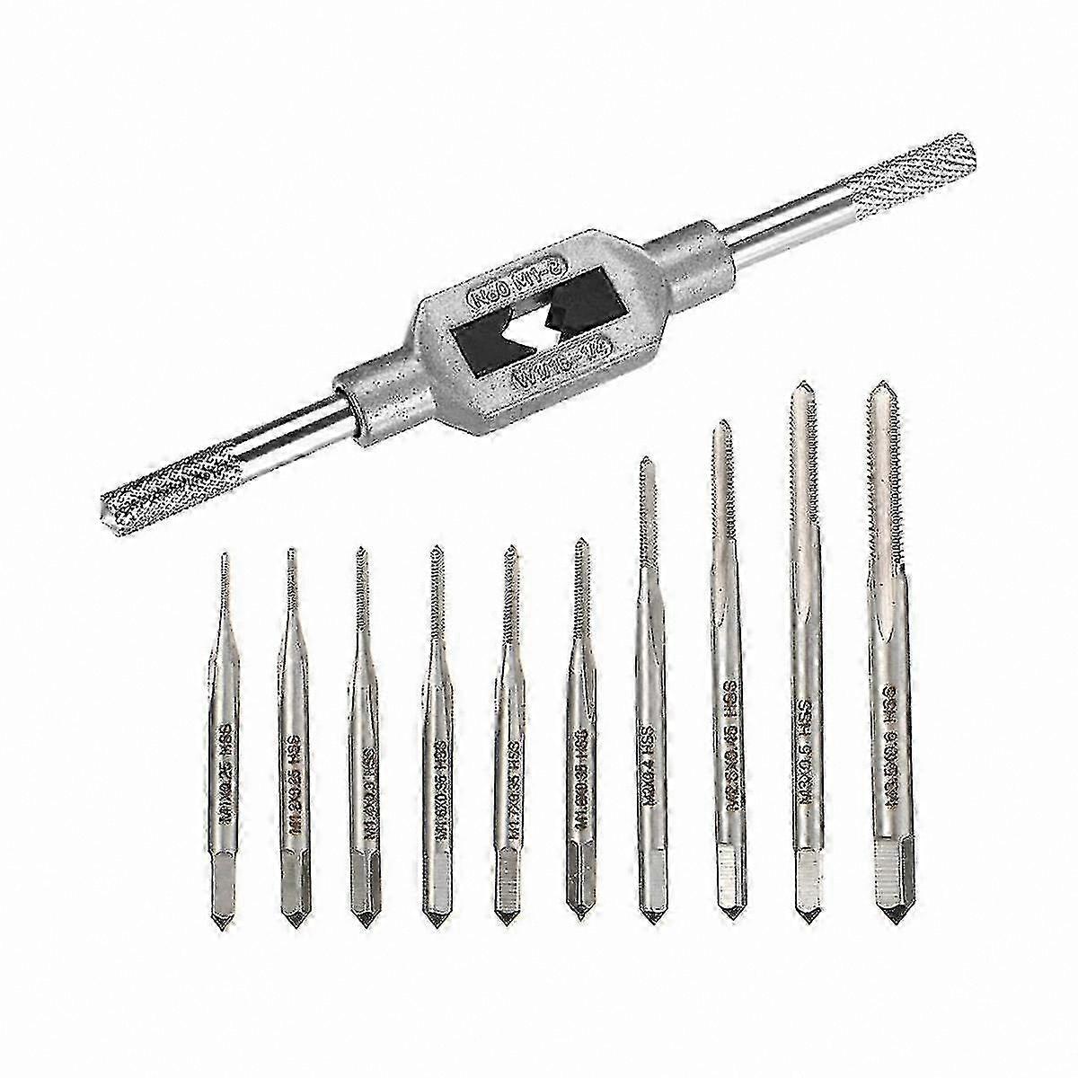 10Pcs HSS Metric Mini Plug Tap Set M1-.5 Thread Taps for Hand Screw Applications