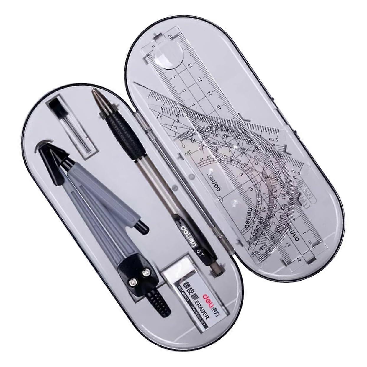 Triangle Ruler Eraser Drawing Set for Students - Mini Triangular Geometry Kit with Compass and Erasable Tools