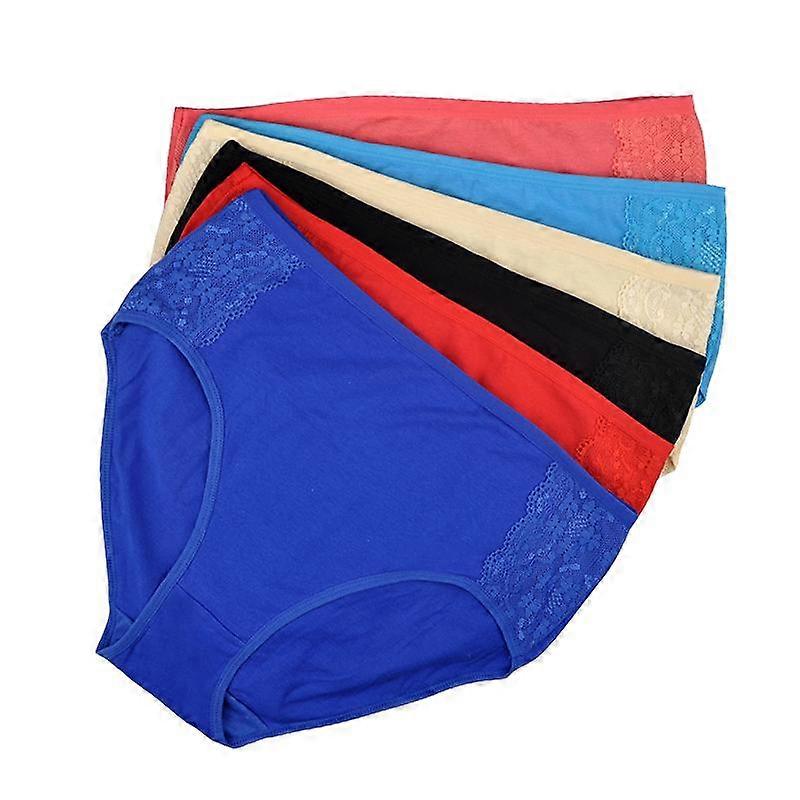 6 db / tétel Plus Size Női fehérnemű Pamut Közepes derék alsónadrág Szexi Csipke bugyi Női Lány Bugyi