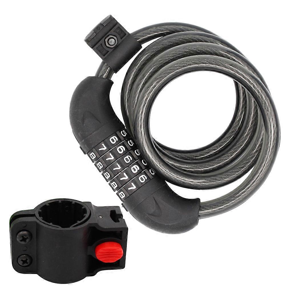 High Security 5 Combination Steel Wire Bike Lock for AntiTheft Use Black Compact and Durable 1.8M
