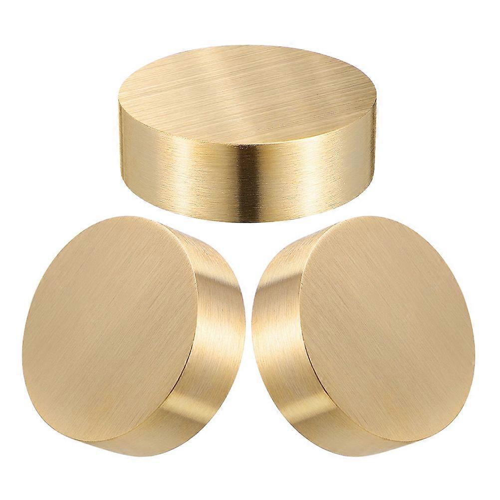 3Pcs Brass Paperweight Round Decorative Holder For Office Desk Calligraphy Practice Minimalist Design Golden