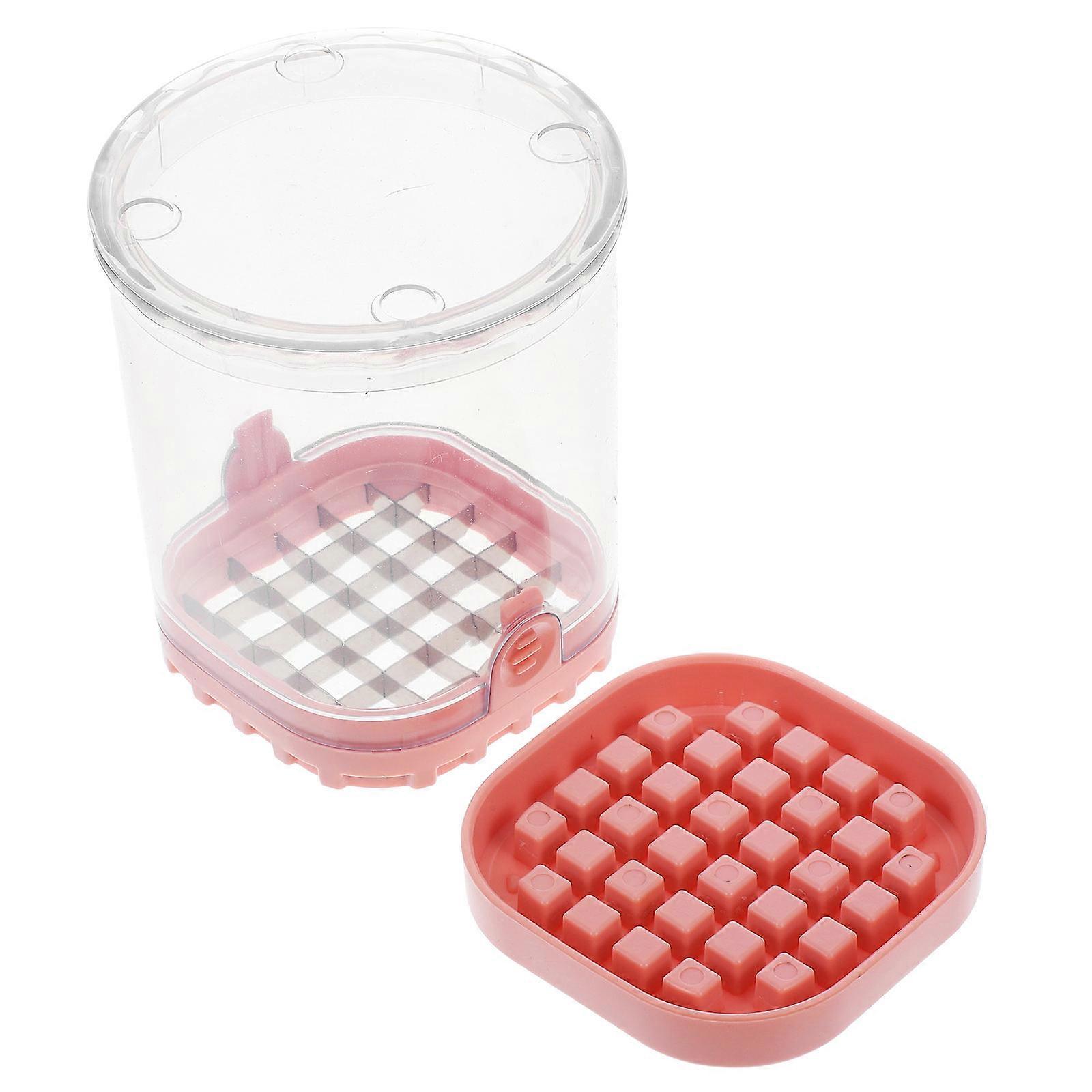 Pink Multifunctional Vegetable Chopper and with Storage Container for Kitchen Use Compact Stainless Steel and Plastic Design