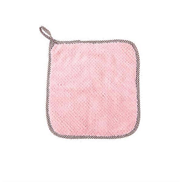1pc torchon de cuisine, suspendu, super absorbant, molleton corail, nettoyage de la vaisselle (rose)