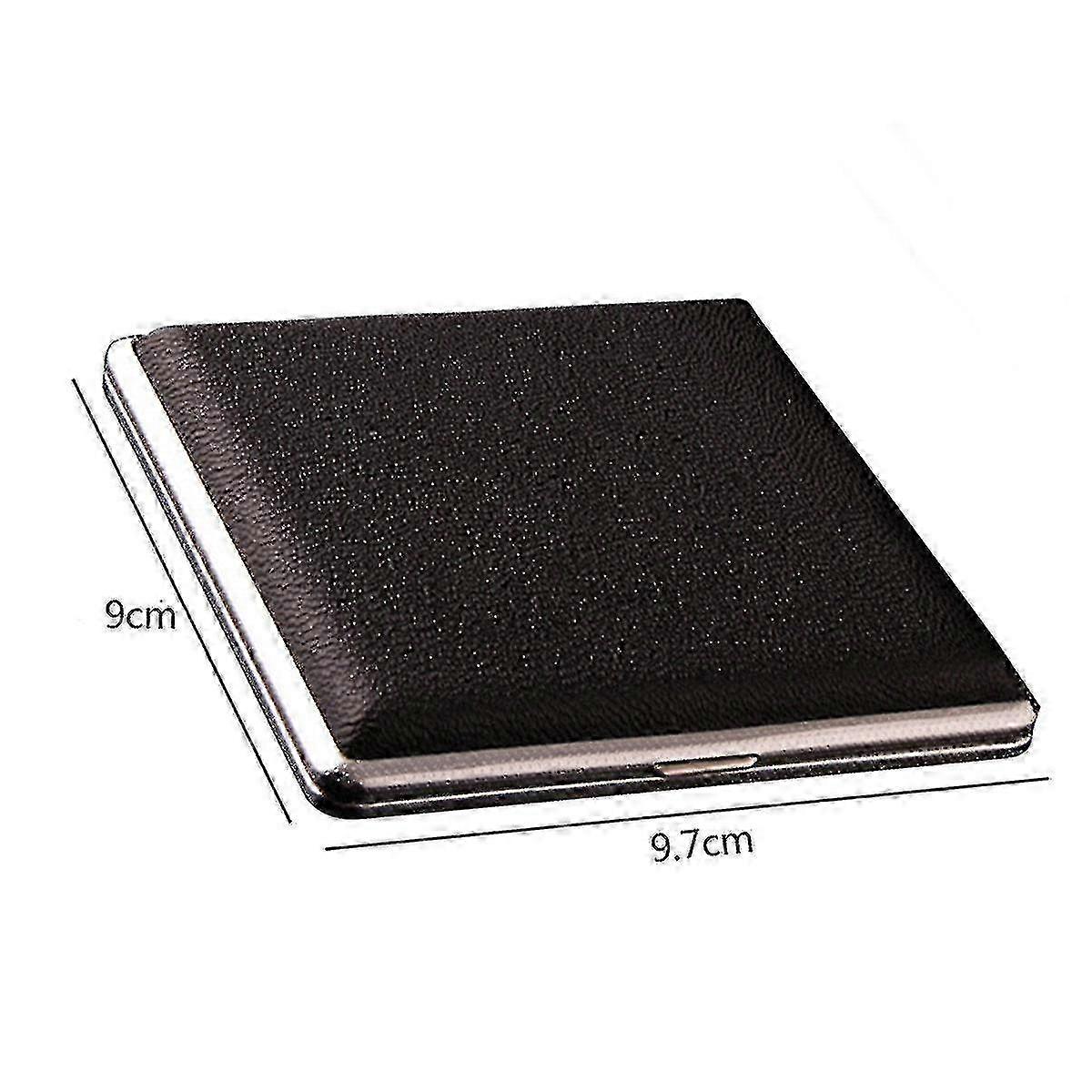 2025 Cigarette Case, Black Leather Surface Metal Box(hold 20 Cigarette)