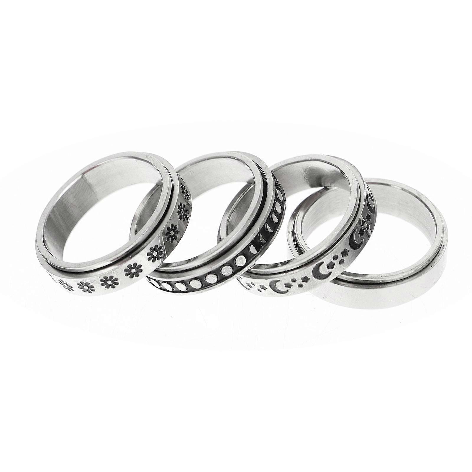 Titanium Steel Decorative Rings for Decompression with Rotatable Design Smooth Silver Surface 4