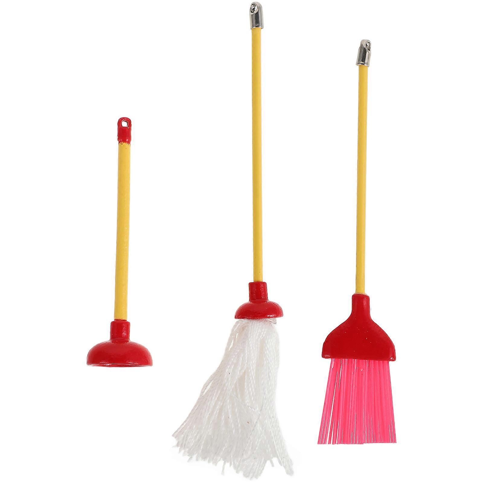 Dollhouse Miniature Cleaning Tools Set – Realistic Mop & Broom for Pretend Play, Educational Housekeeping Accessories for Imaginative Role Play